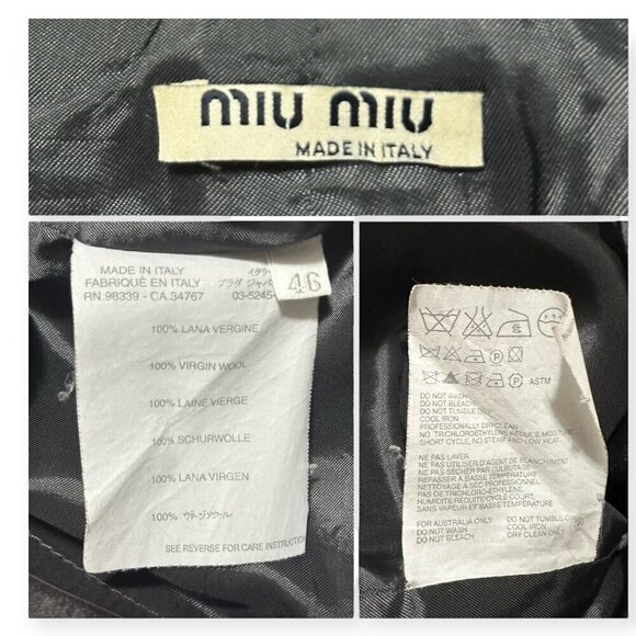 Miu Miu Gray Virgin Wool Blazer Jacket, Size 46Italy,‎ M/L - Picture 3 of 13